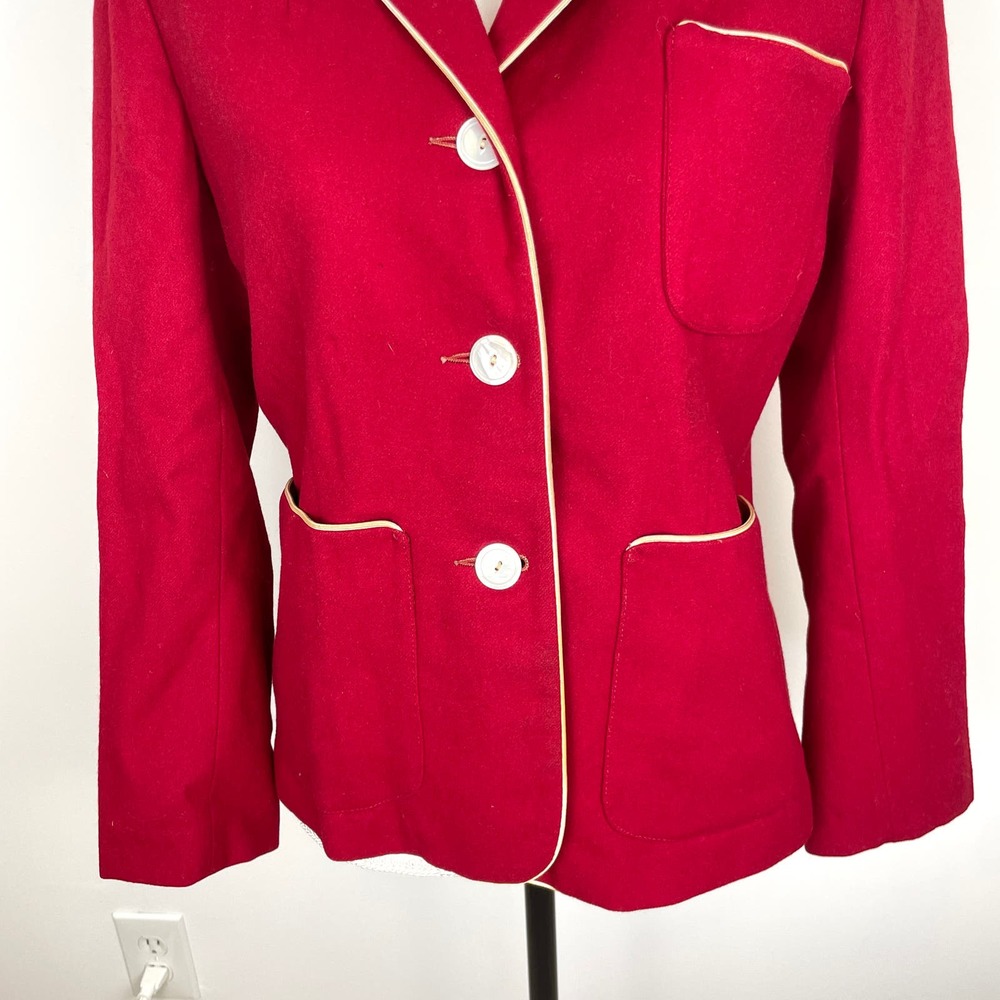Sylvia Putziger Vintage Preppy Collegiate Blazer In Red Size Medium - Picture 3 of 15